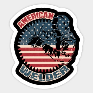 Welder American Flag USA Patriotic Welder Gift Sticker